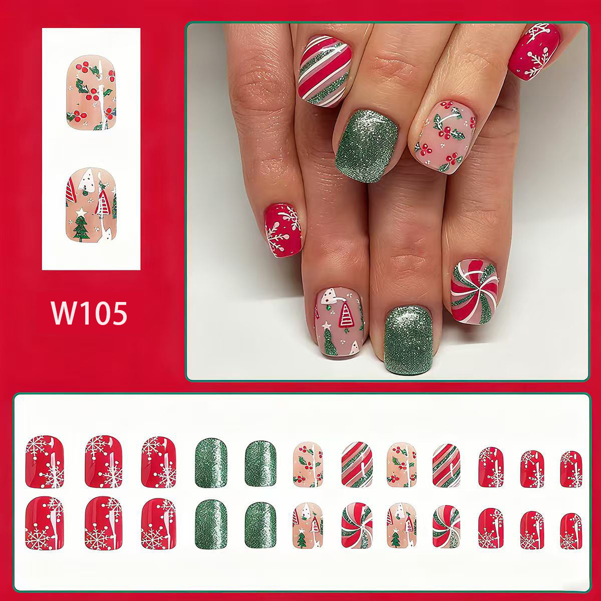 Kunstnagelset mit festlichem Weihnachtsdesign und kreativen Motiven Brehn 1788236745