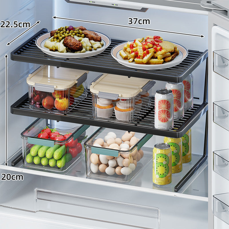 Doppelschicht Kühlschrank Regal Organizer Rack mit lamellierter Oberseite