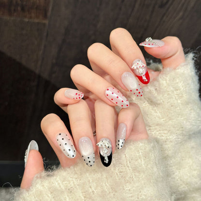 Dekoratives Press-On-Nagelset mit Punktdesign