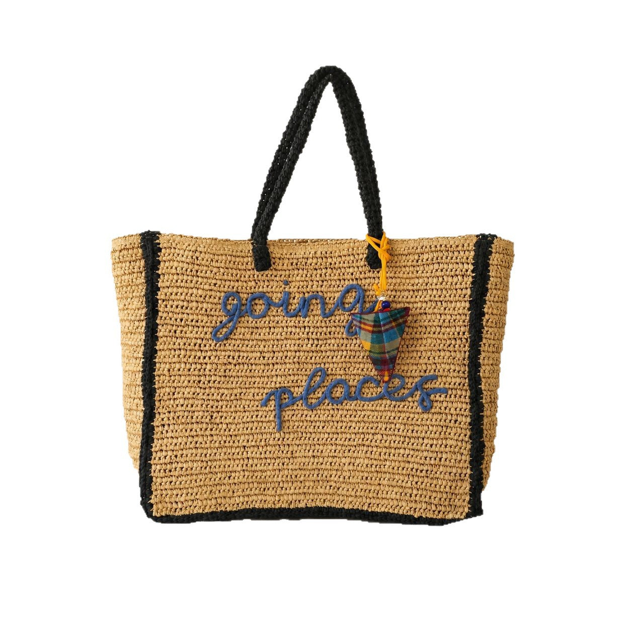 Geräumige Stroh Einkaufstasche mit Schriftzug Brehn