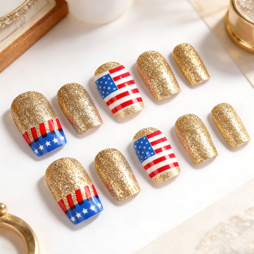 Funkelnde patriotische Nagelkunst Brehn