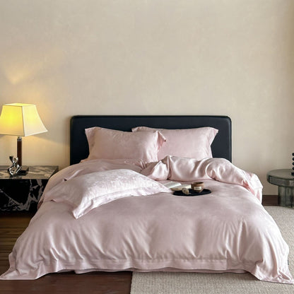 Seidensatin Jacquard Bettbezug Set mit Umschlag Kopfkissenbezügen