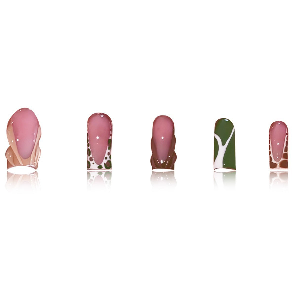 Künstlerisches Press-On-Nail-Set mit einzigartigen Mustern Brehn
