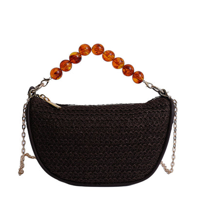 Stylische gewebte Handtasche mit Perlen-Griff Brehn