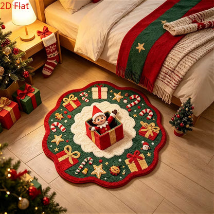 Festlicher 3D Weihnachtsdorf Teppich
