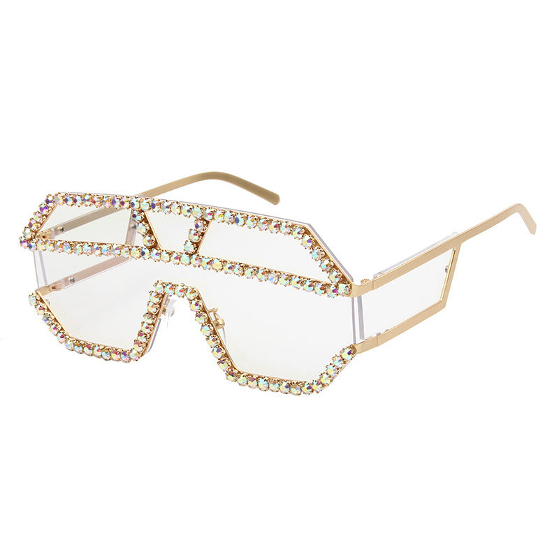 Damen stilvolle Sonnenbrille mit geometrischem Rahmen und Strassverzierung Brehn