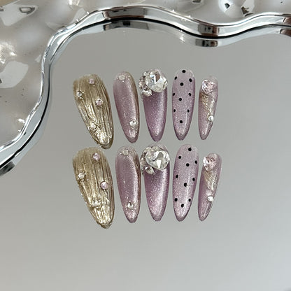 Glamouröse mit Strass besetzte Press-On Nagelset