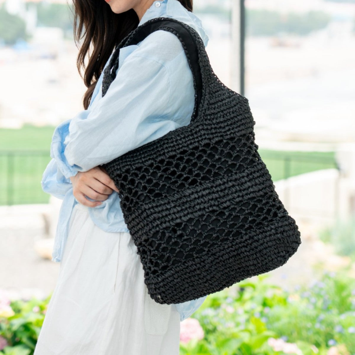 Handgewebte Strandtasche mit Offener Maschenstruktur Brehn