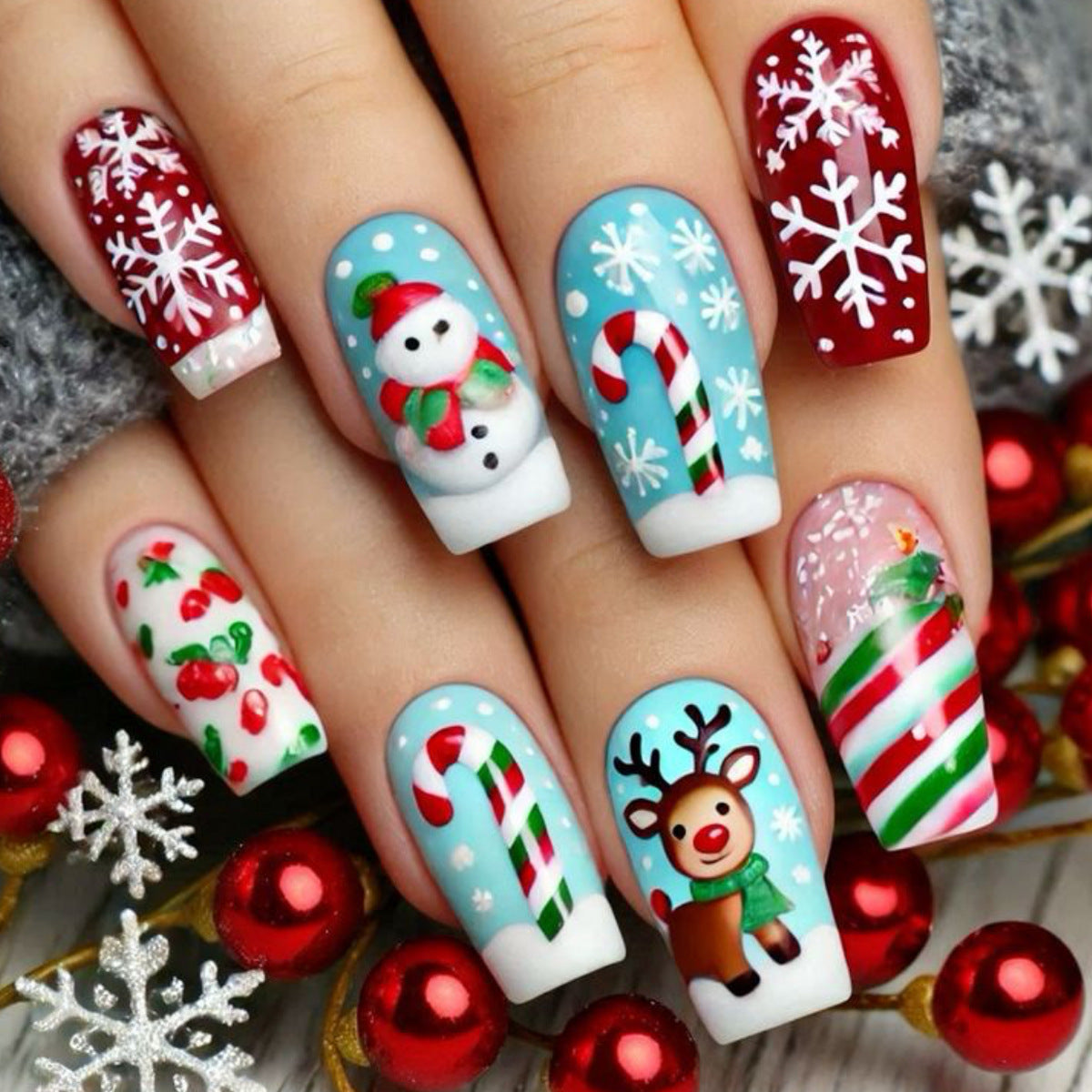 Künstlerische Weihnachts-Themen 3D Nagelkunstverlängerungen Brehn
