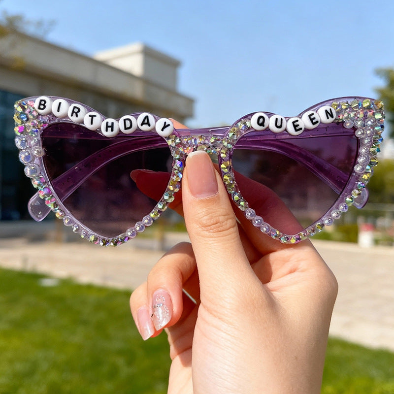 Rhinestone-besetzte Geburtstagsthema-Sonnenbrille Brehn