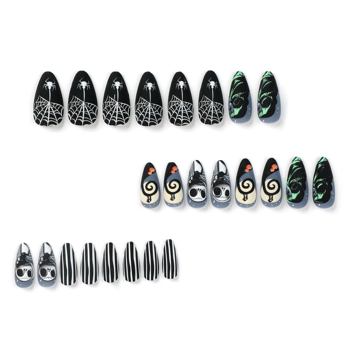 Kunstvolle Halloween Nagelverlängerungen im Gothic-Design Brehn