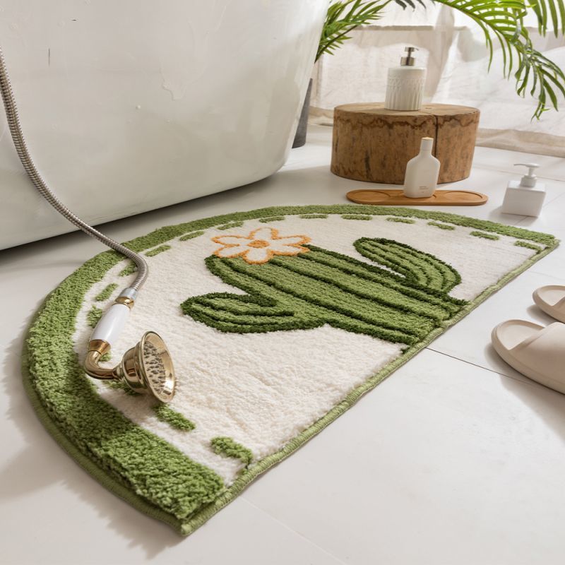 Half-Moon Tufted Floral Bath Rug Mat with Non-Slip Back