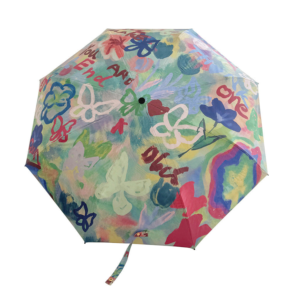 Damen Faltbarer Regenbogen-Retusche Regenschirm Brehn