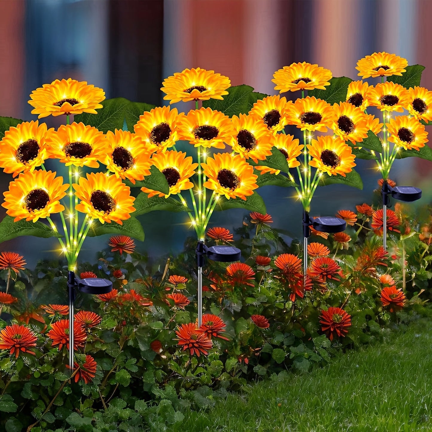 Solarbetriebene dekorative Sonnenblumen-Gartenstecker mit Multi-Bloom-LED-Wasserdichtem Paneel Brehn