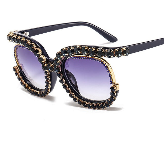 Damen Glamouröse Cat-Eye-Sonnenbrille mit funkelndem Kristallbesatz Brehn