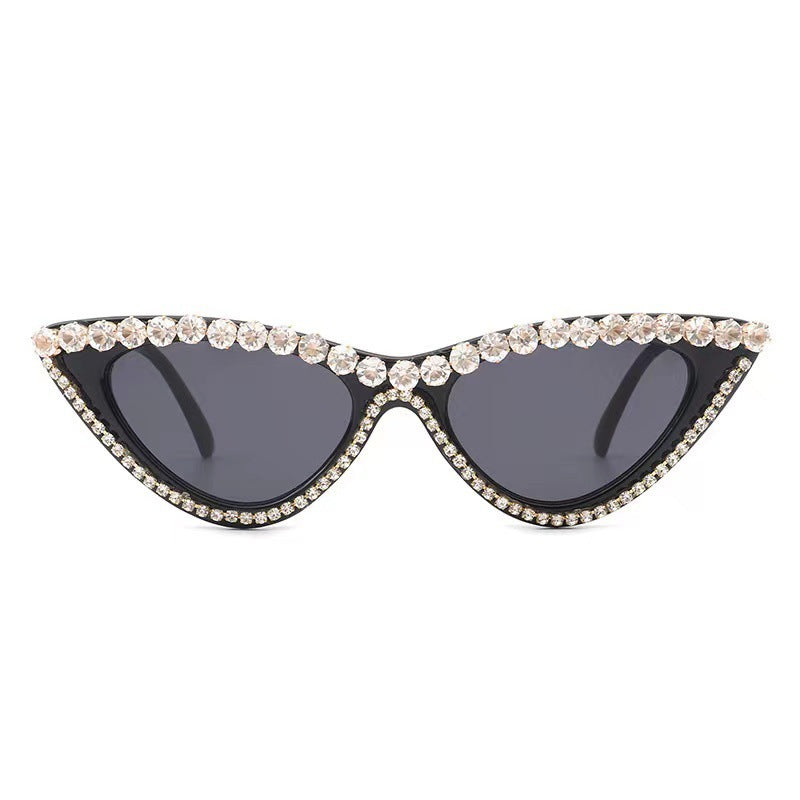 Damen Glamouröse Katzenaugen Sonnenbrille mit Strassbesatz Brehn