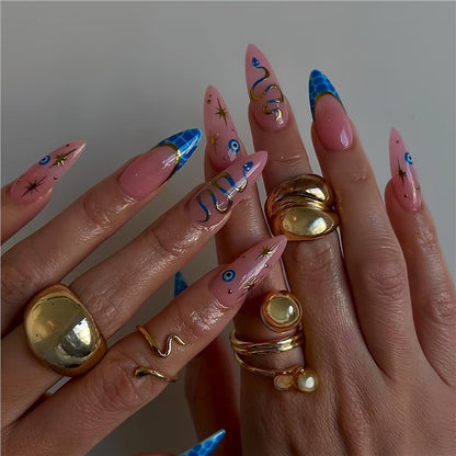 Künstlerische Stiletto Press-On Nägel mit einzigartigem Design Brehn