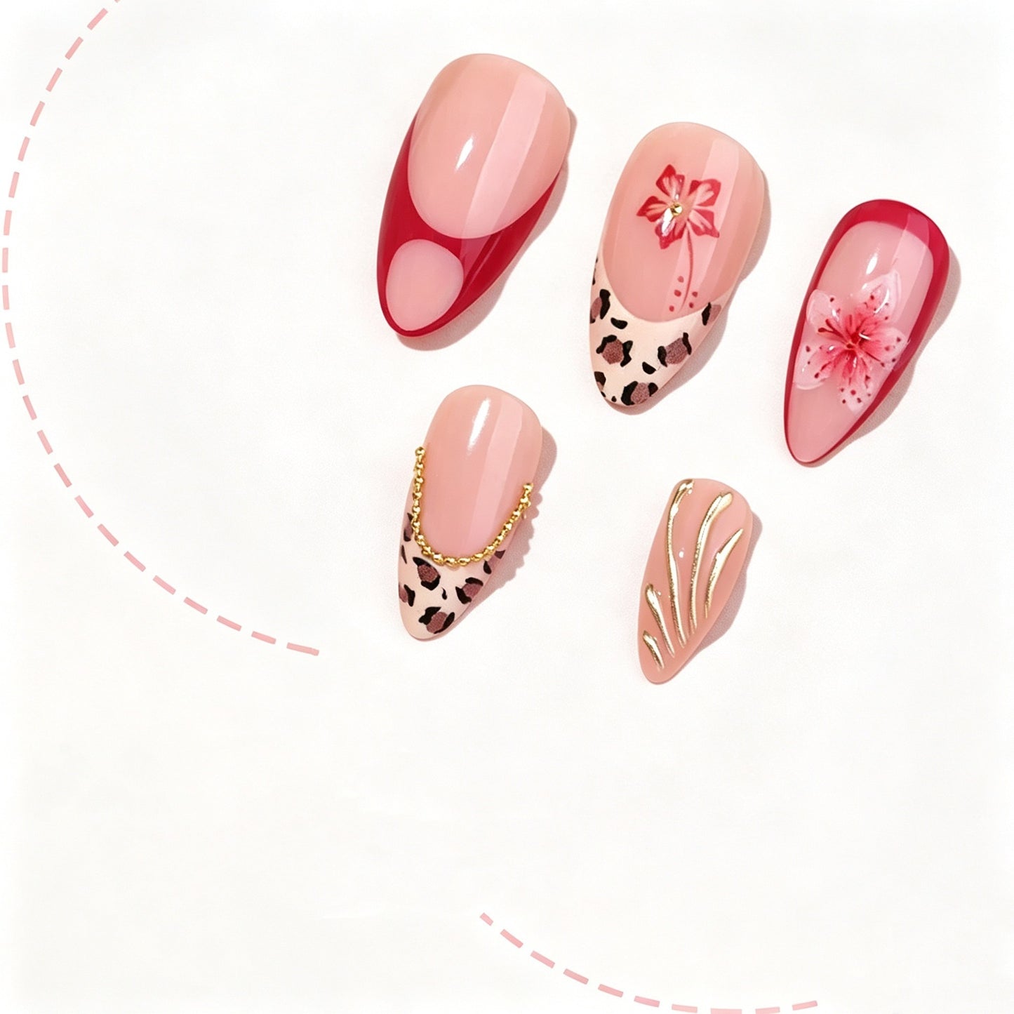 Florales Design Acryl-Nagelset Brehn