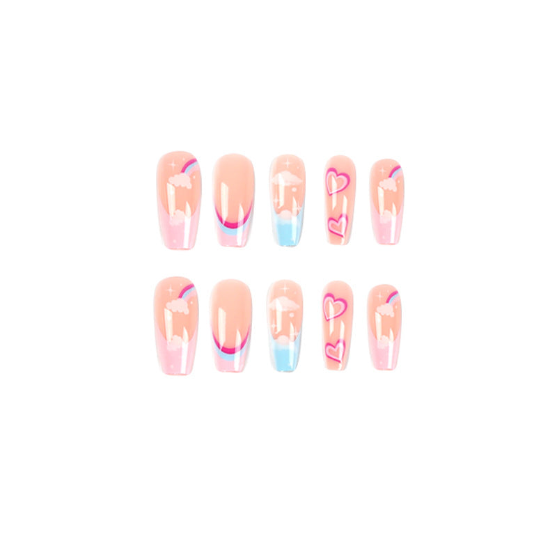 Künstliche Nagelkunst mit Regenbogen-Design Brehn