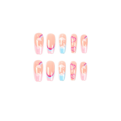 Künstliche Nagelkunst mit Regenbogen-Design Brehn