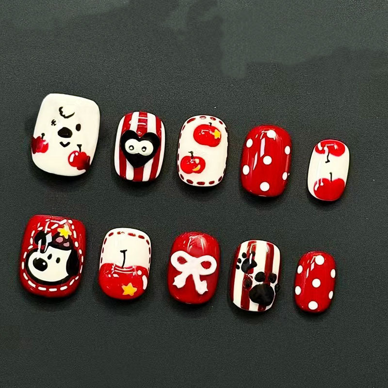 Künstlerisches katzenmotiviertes Press-On-Nagelkunstset Brehn