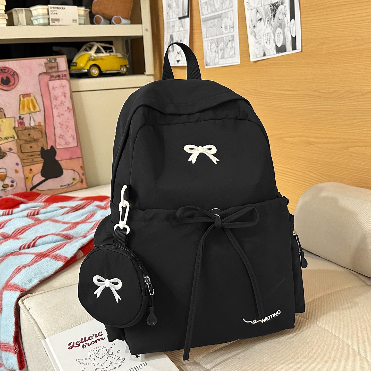 Rucksack mit Niedlichen Applikationen und Multifunktionalem Design Brehn