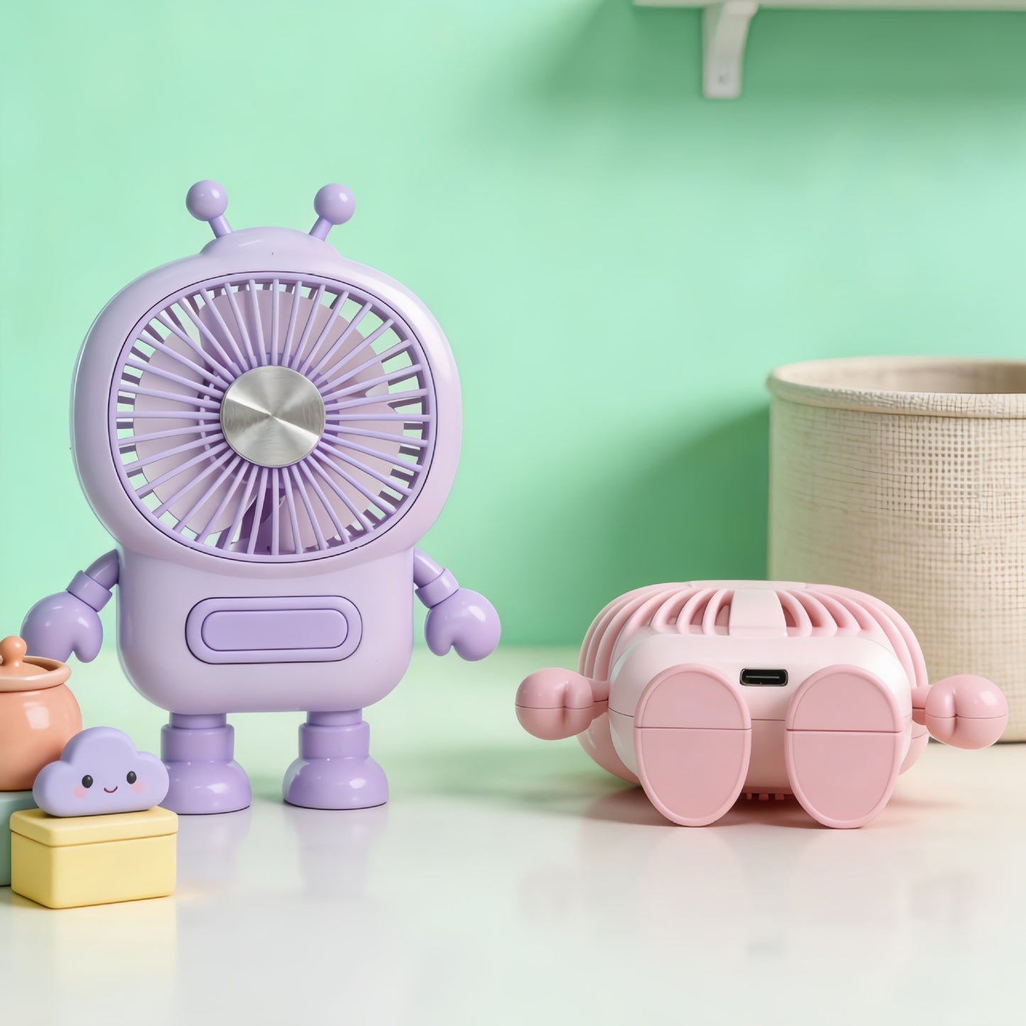 Damen Tragbarer Roboter-Ventilator mit USB-Ladefunktion und flexiblem Design Brehn