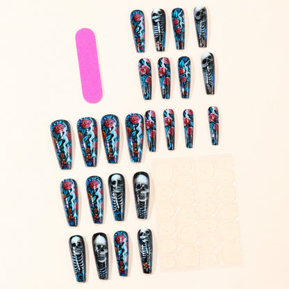 Gothic-Skelett-Themen-Acryl-Nagelkunst-Verlängerungen Brehn