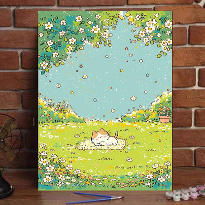 Niedliches Katzenillustration Leinwandkunstdruck Brehn