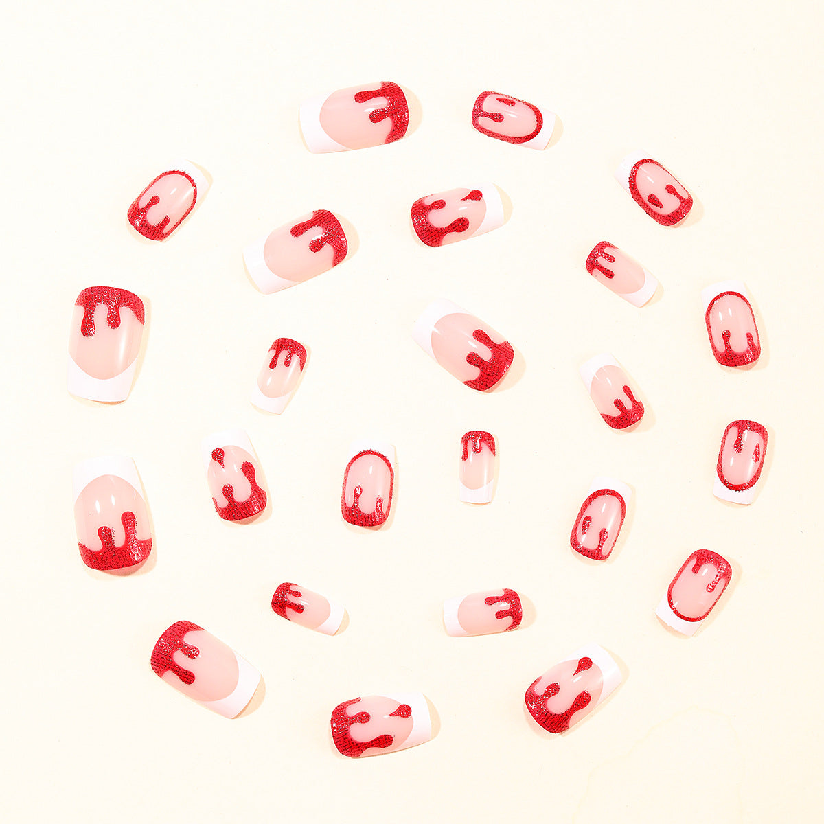 Künstlerische Blutstropfen Nagelkunst Verlängerungen Brehn