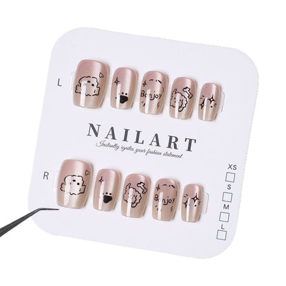 Künstlerisches Press-On-Nagelset mit verspielten Designs Brehn