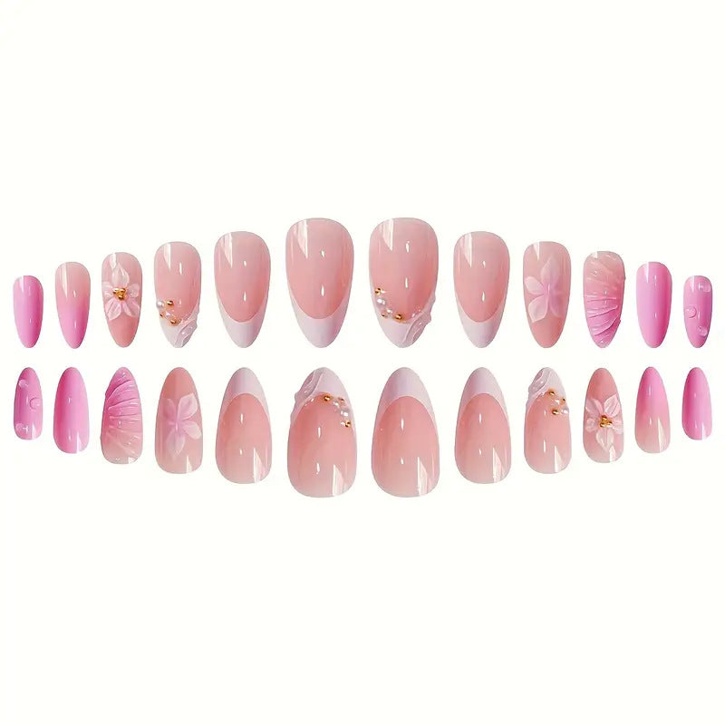 Künstlerisches Florales Design Press-On Nagelset Brehn