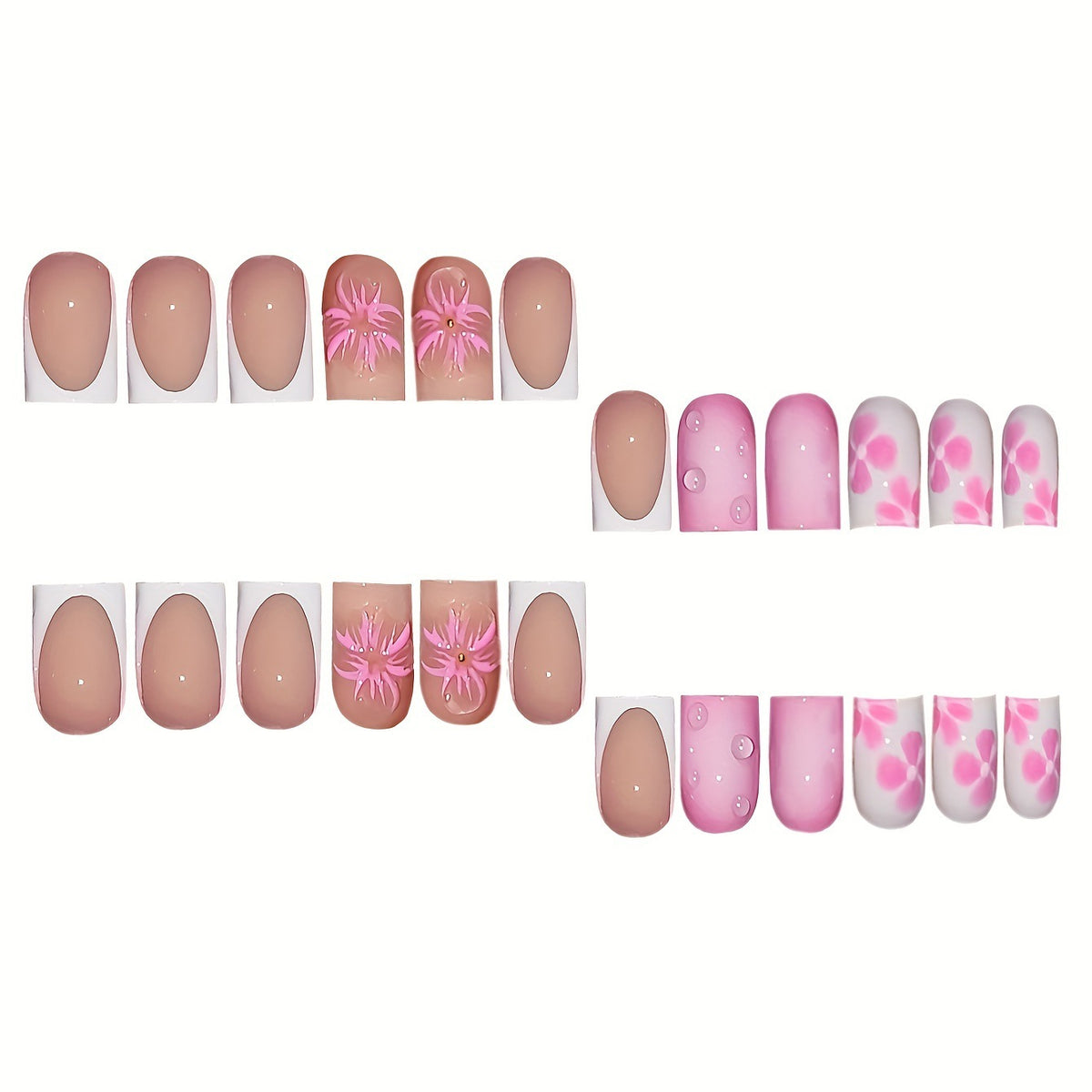 Künstlerische Florale Nagelkunst Verlängerungen Brehn