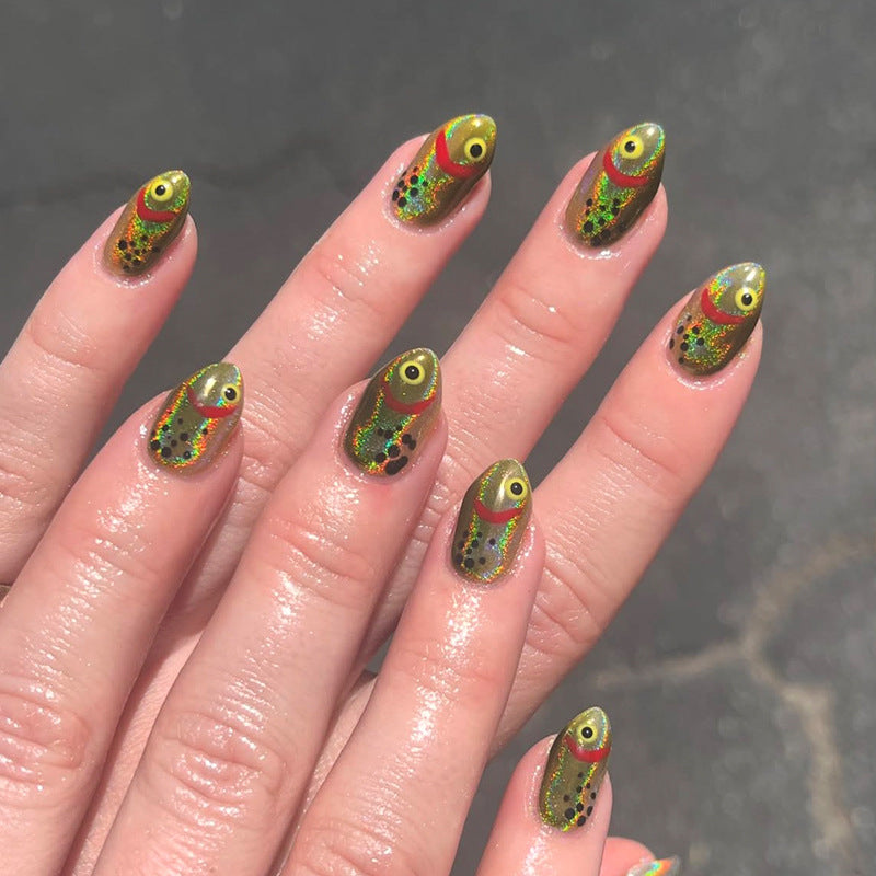 Kunstnagelset mit kreativen 3D-Augen- und Glitzerakzenten Brehn