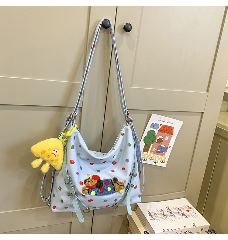 Verspielt gepunktete Plüsch Crossbody-Tasche Brehn