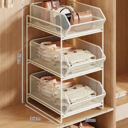 Doppel-Layer Metall-Mesh Ausziehbarer Kleiderschrank-Organizer für Handtaschen und gefaltete Kleidung