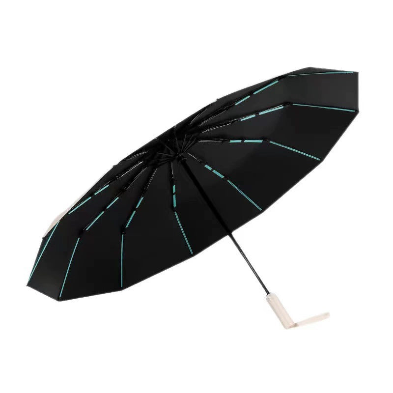 Damen Falt-Regenschirm mit innovativem Windschutzmechanismus Brehn