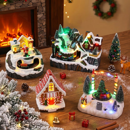 Beleuchtete Weihnachtsdorf-Dekoration mit beweglichen Figuren Brehn