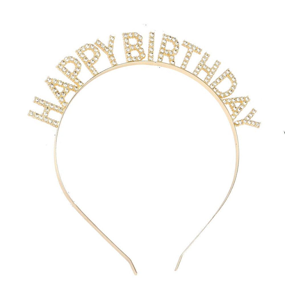 Damen Glitzernder Haarreif mit "Happy Birthday" Aufschrift Brehn