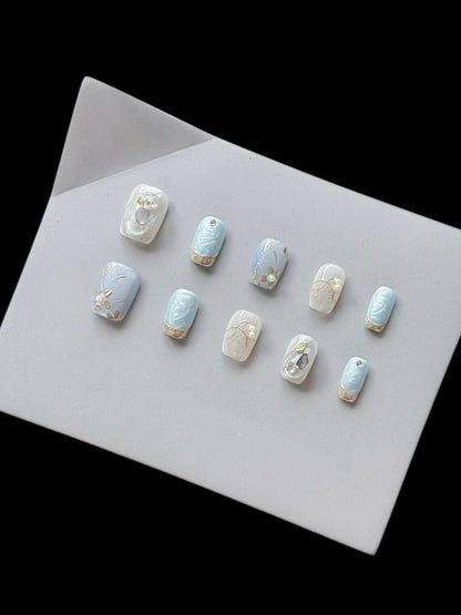 Künstlerisch handbemaltes Press-On-Nagelset