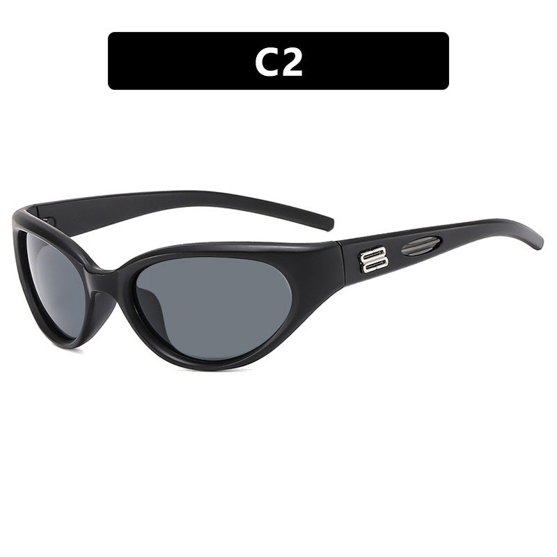 Damen extravagante Sonnenbrille mit geschwungenem Design Brehn