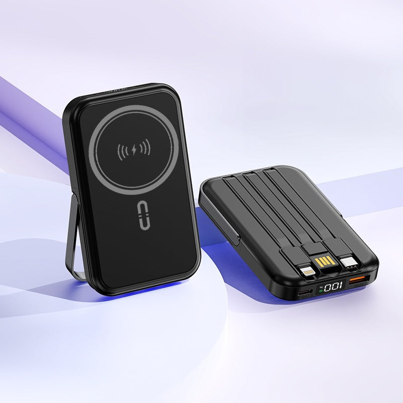 Tragbare Induktions-Powerbank mit Integriertem Ständer und Mehrfachanschlüssen Brehn