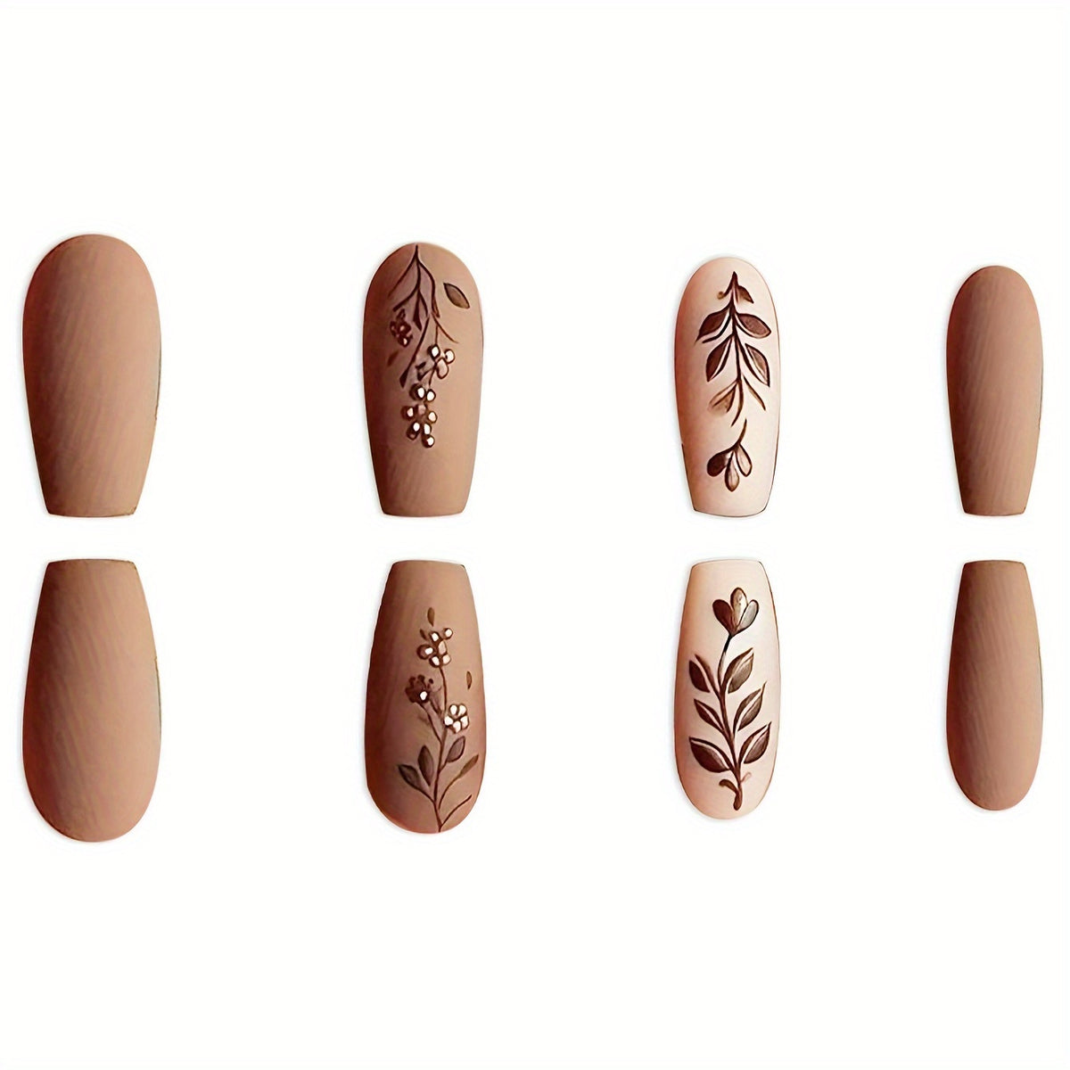 Elegante Florale Matte Nagelkunst Brehn