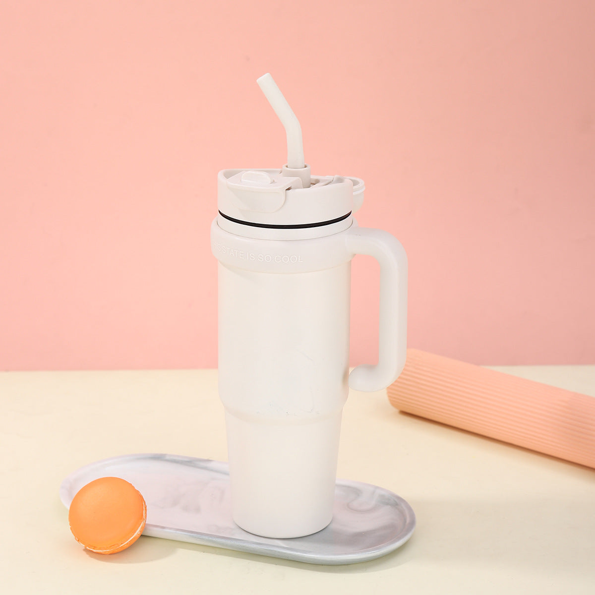 Unisex Trinkbecher mit integriertem Strohhalm Brehn