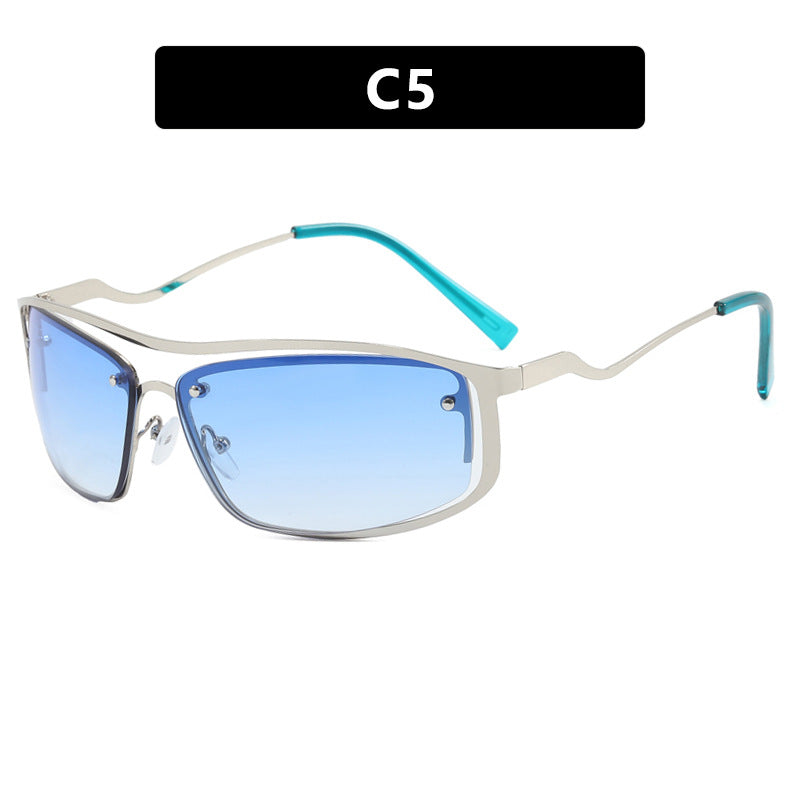 Damen futuristische Sonnenbrille mit elegantem Metallrahmen und hochtransparenten Gläsern Brehn