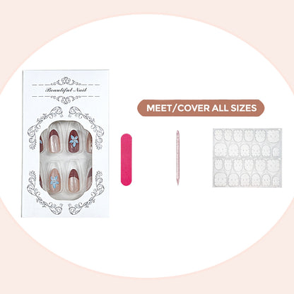 Elegante Floral Press-On Nagelset Brehn