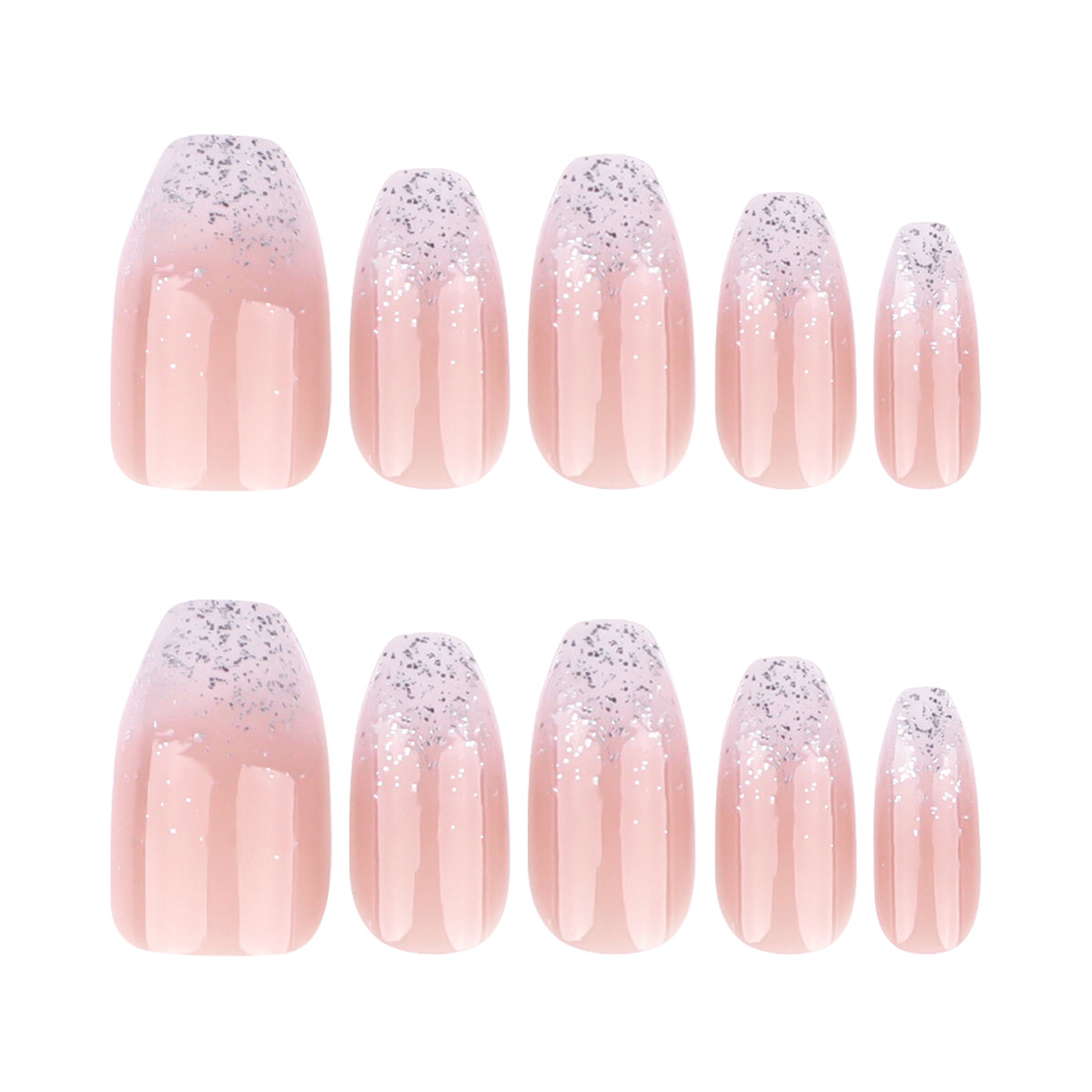 Kunstvolle Nagelverlängerungen mit Glitzer und Ombre-Effekt Brehn