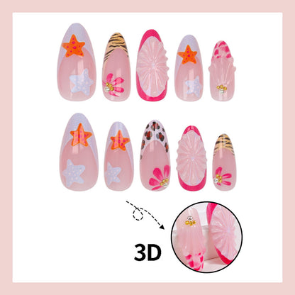 Kunstnagelset mit kreativen floralen und maritimen Designs Brehn