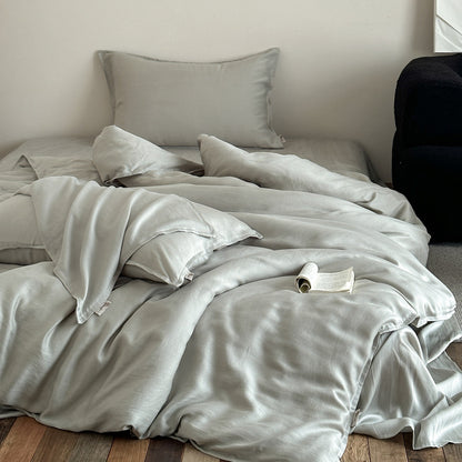 Seidenähnliches Satin Bettwäsche-Set mit Bettbezug und Kissenbezug