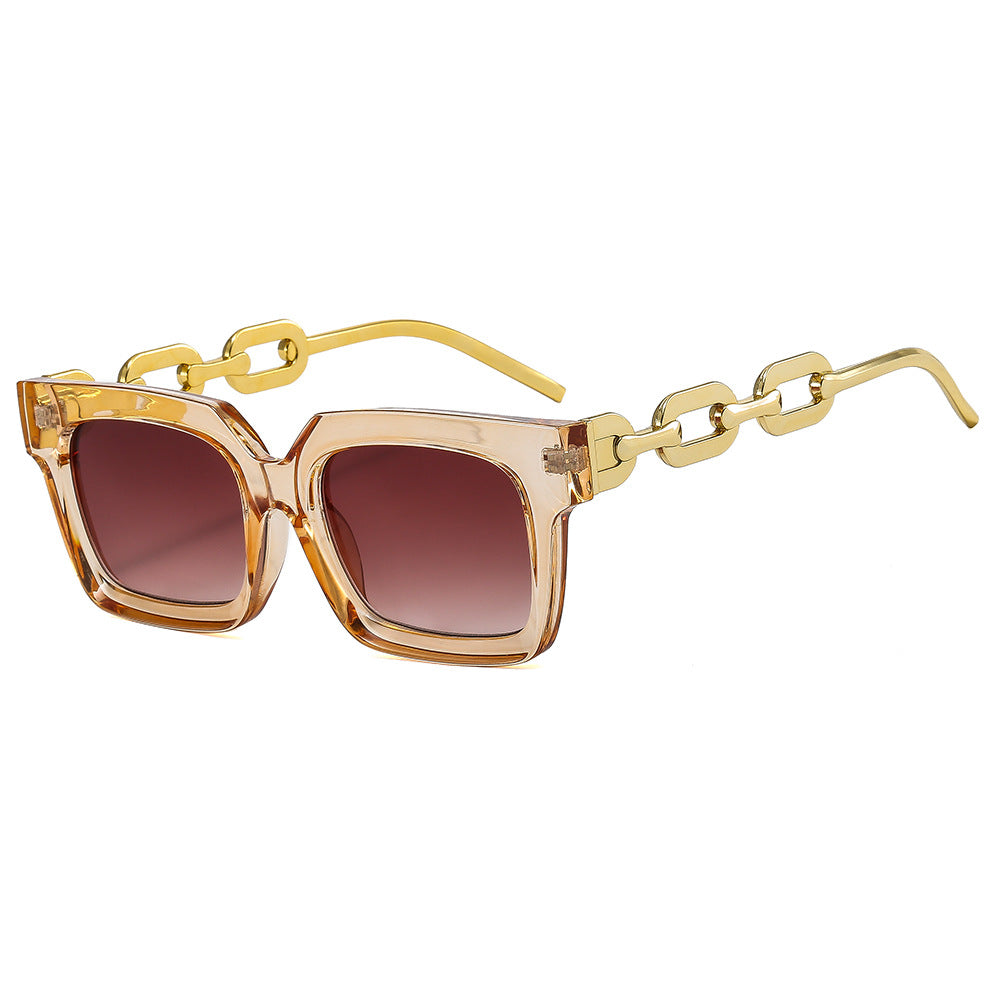 Damen modische quadratische Sonnenbrille mit luxuriösen Kettendetails Brehn